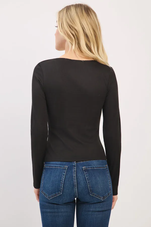 FRONT DOUBLE LAYERED V-NK LONG SLV TOP sold by Heart & Hips product image thumbnail 3