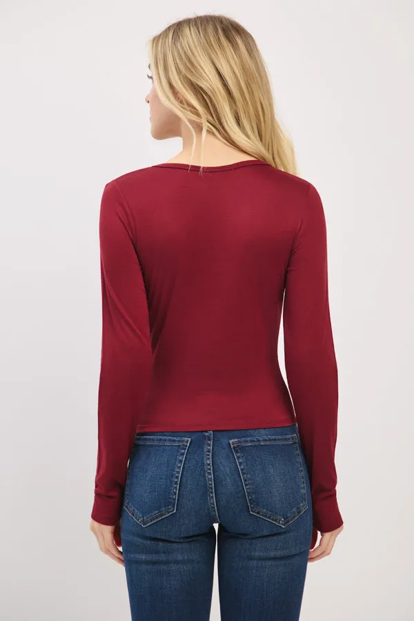 NOTCH NECK LONG SLEEVE TOP sold by Heart & Hips product image thumbnail 3