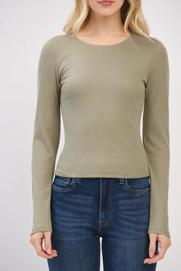 FRONT DOUBLE LAYERED CREW NK LONG SLV TOP sold by Heart & Hips product image thumbnail 4