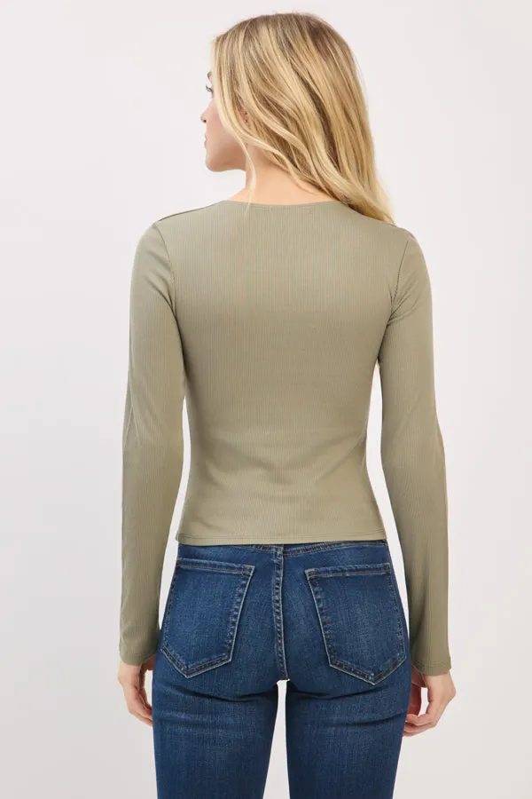 FRONT DOUBLE LAYERED CREW NK LONG SLV TOP sold by Heart & Hips product image thumbnail 3