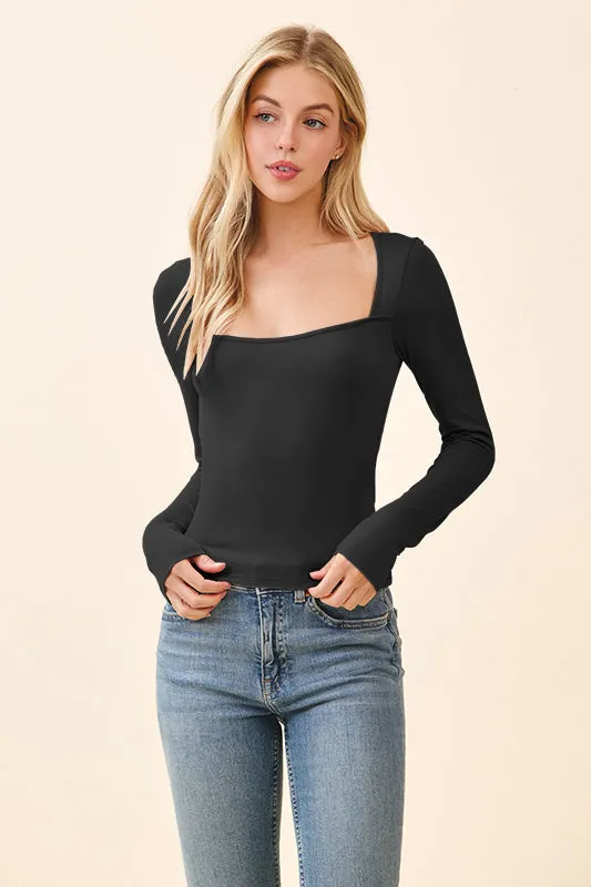 SQUARE NECK LONG SLEEVE TOP sold by Heart & Hips product image thumbnail 5