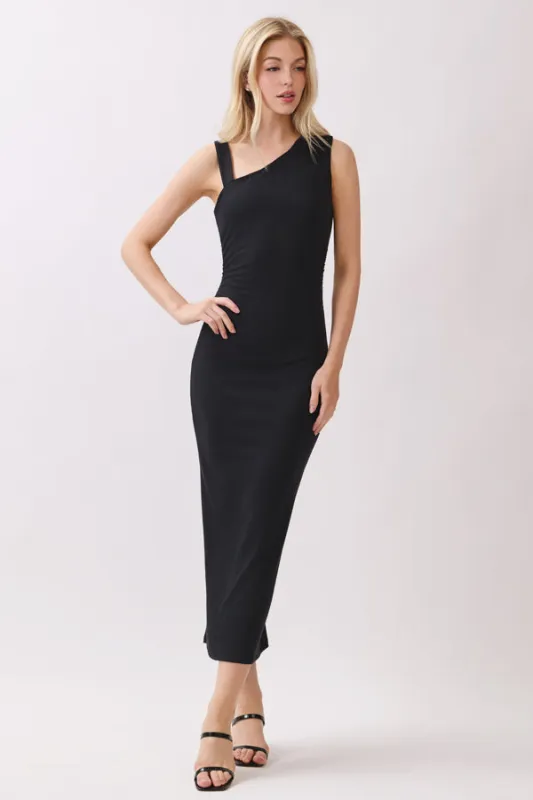 RUCHED ASYMMETRIC SLEEVELESS MIDI DRESS sold by Heart & Hips