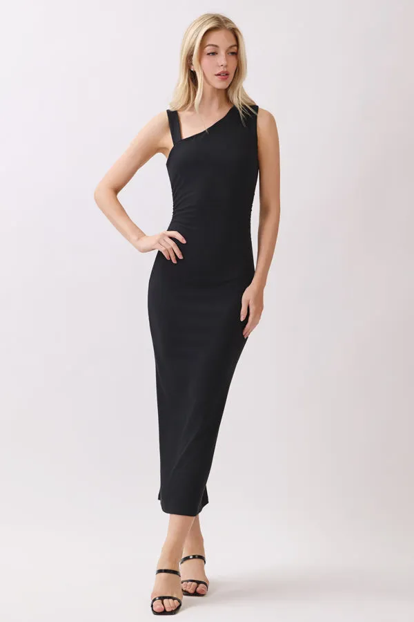 RUCHED ASYMMETRIC SLEEVELESS MIDI DRESS sold by Heart & Hips