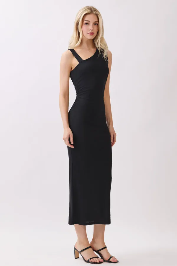 RUCHED ASYMMETRIC SLEEVELESS MIDI DRESS sold by Heart & Hips product image thumbnail 2
