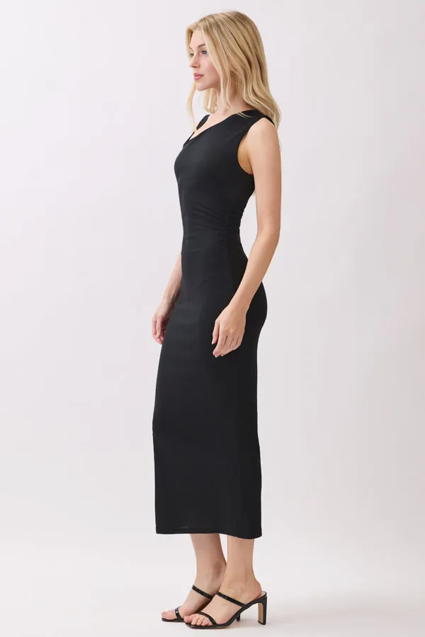 RUCHED ASYMMETRIC SLEEVELESS MIDI DRESS sold by Heart & Hips product image thumbnail 3