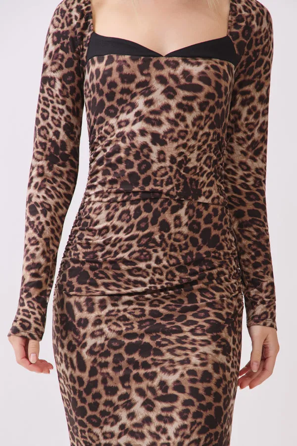 LAYERED BRA SIDE RUCHED LONG SLEEVE MIDI DRESS sold by Heart & Hips product image thumbnail 2