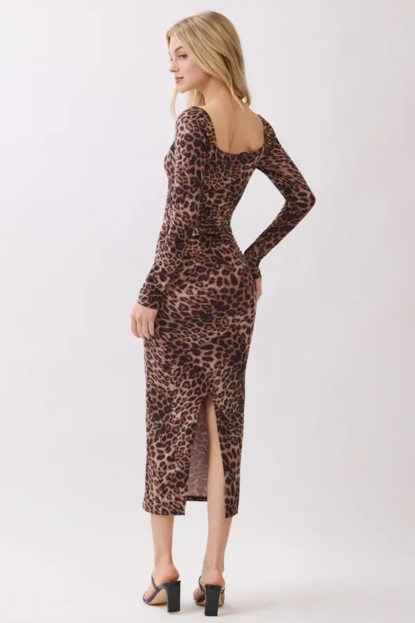LAYERED BRA SIDE RUCHED LONG SLEEVE MIDI DRESS sold by Heart & Hips product image thumbnail 4