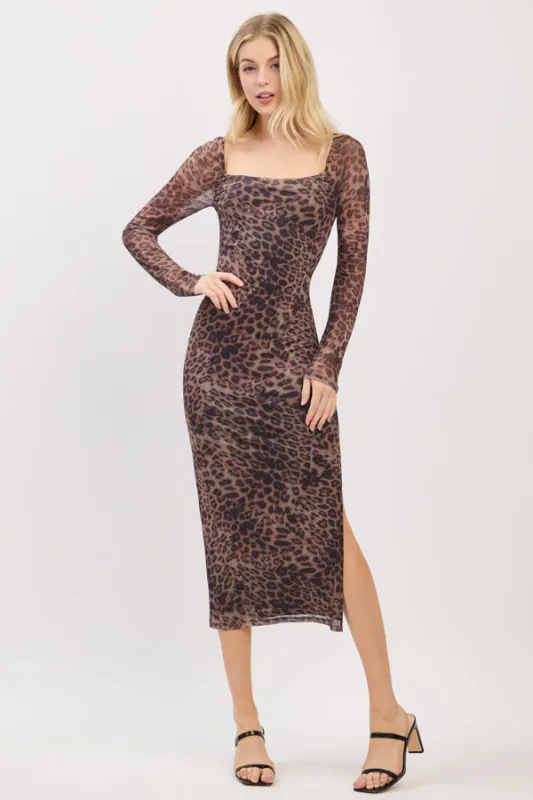 RUCHED BACK STRAP W/SLIT LONG SLEEVE MIDI DRESS sold by Heart & Hips
