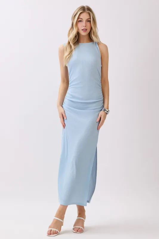 ASYMMETRY W/RUCHED MIDI DRESS sold by Heart & Hips