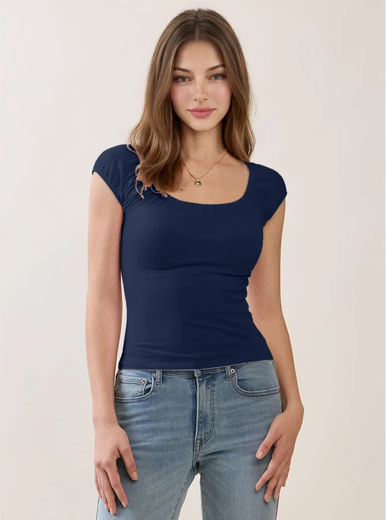 BUBBLE CAP SLEEVE TOP sold by Heart & Hips product image thumbnail 5