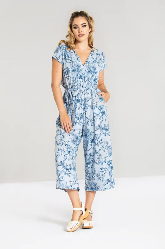 Brasilia Jumpsuit Blue sold by Hell Bunny