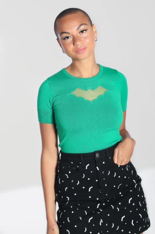 Bat Top Green made by Hell Bunny