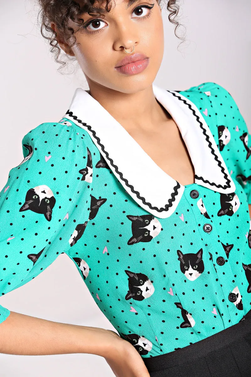 Love Cats Blouse sold by Hell Bunny product image thumbnail 3