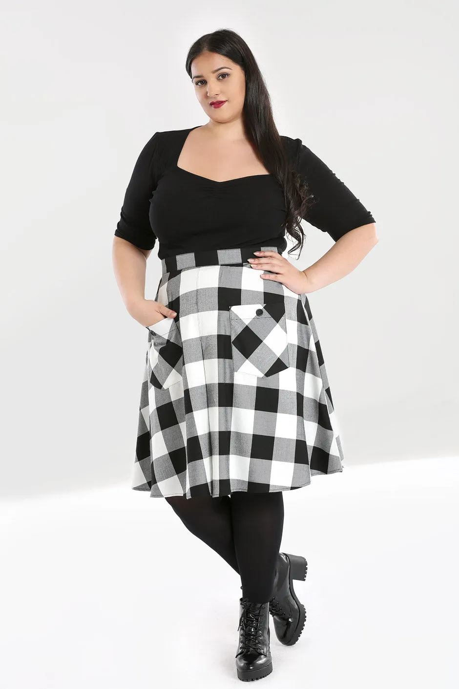 Teen Spirit Mid Skirt Black-White sold by Hell Bunny product image thumbnail 5