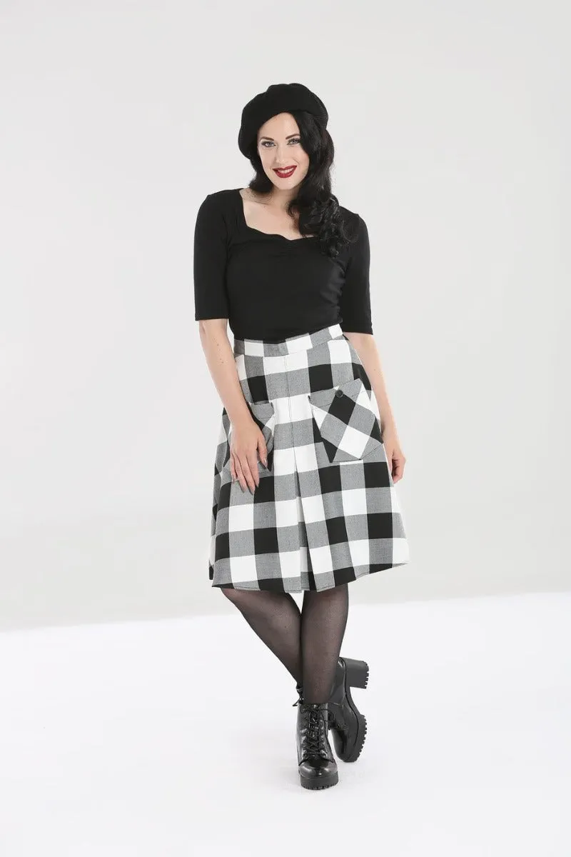 Teen Spirit Mid Skirt Black-White sold by Hell Bunny
