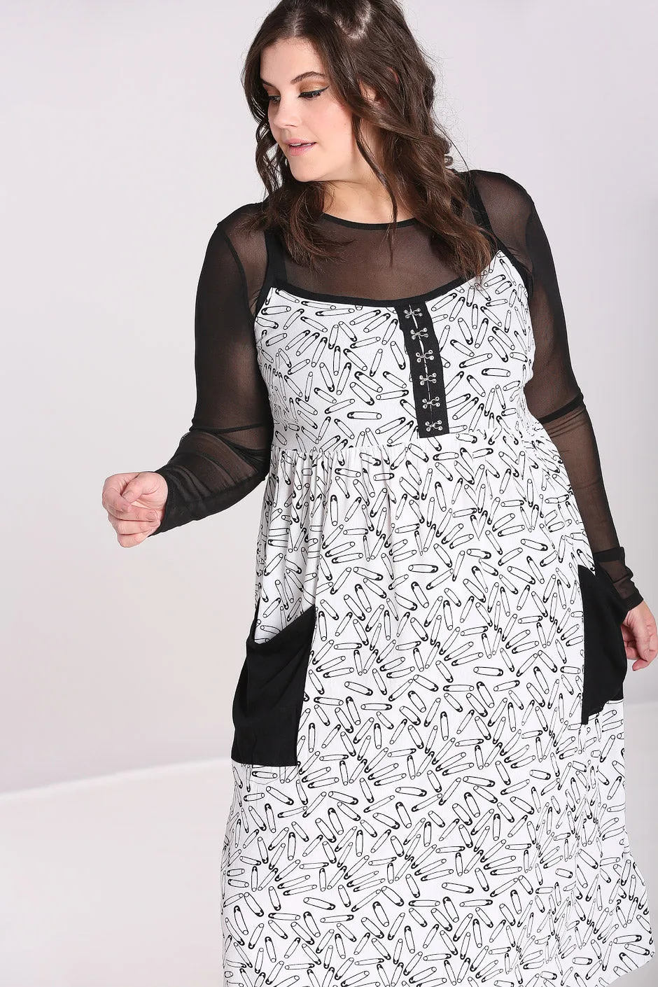 Safety Pin Dress White sold by Hell Bunny product image thumbnail 3