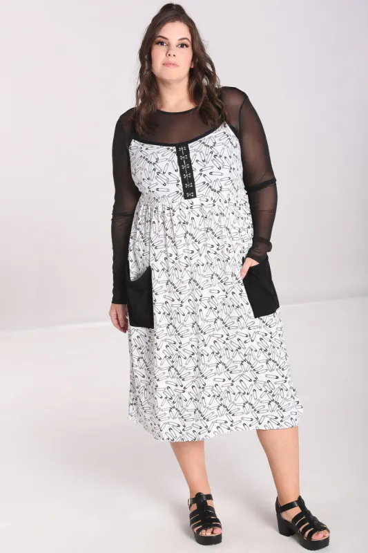 Safety Pin Dress White sold by Hell Bunny