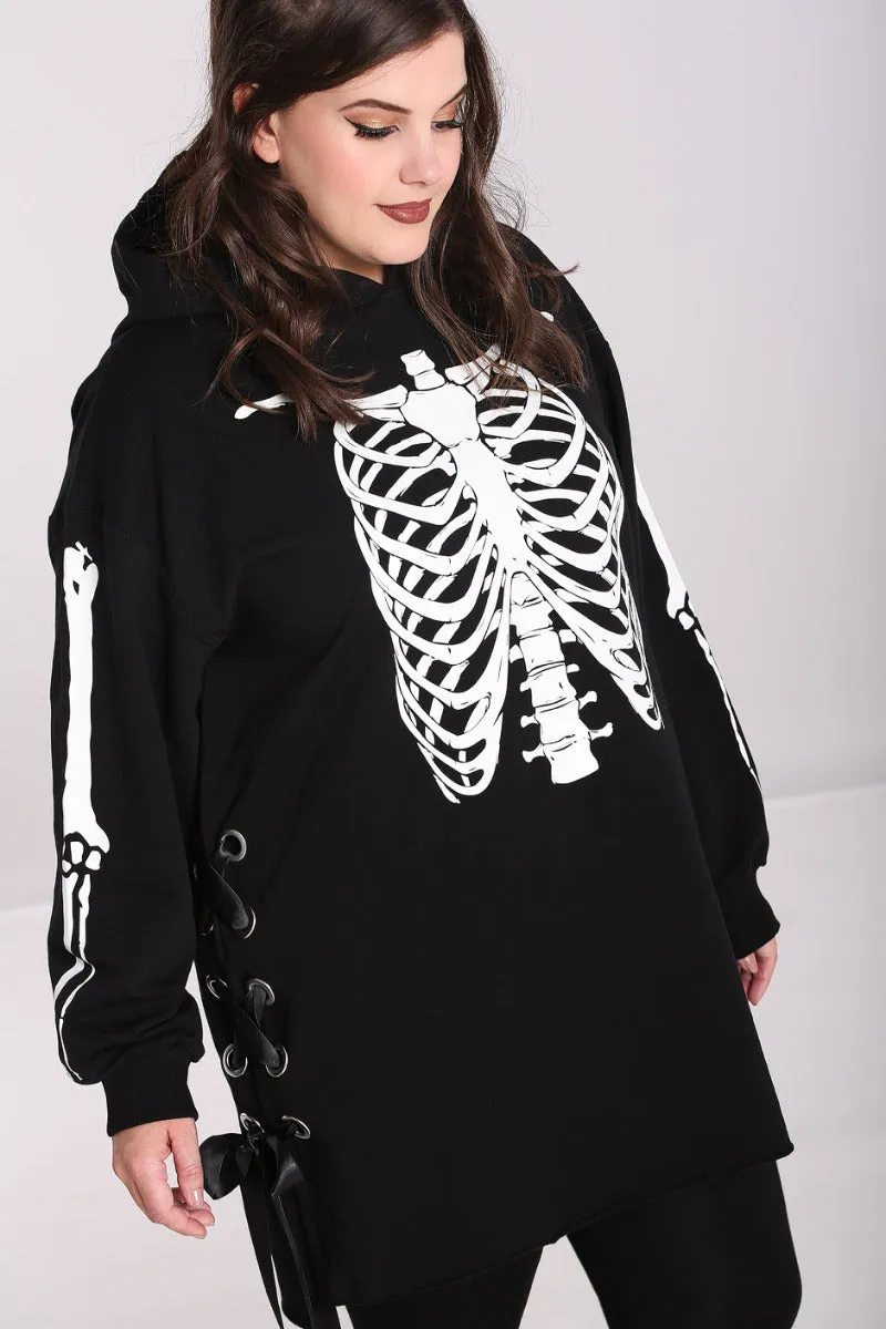Skeleton Hoodie Dress sold by Hell Bunny