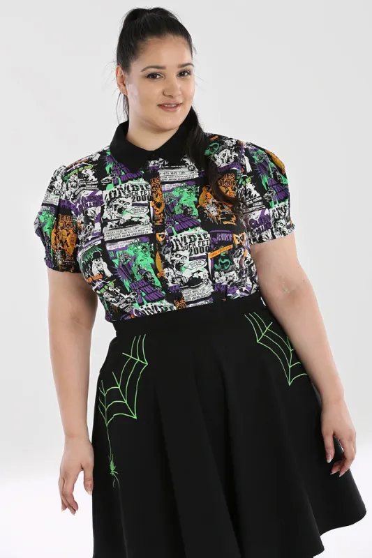 Be Afraid Blouse sold by Hell Bunny