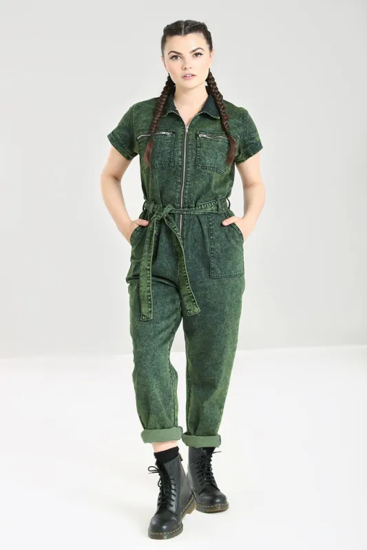Finn Boilersuit Green sold by Hell Bunny