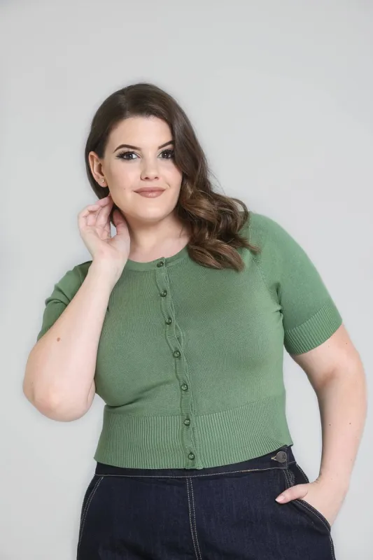 Wendi Cardigan Khaki made by Hell Bunny