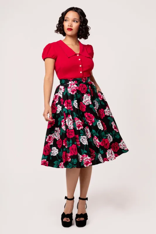 Paint Me Roses Skirt sold by Hell Bunny