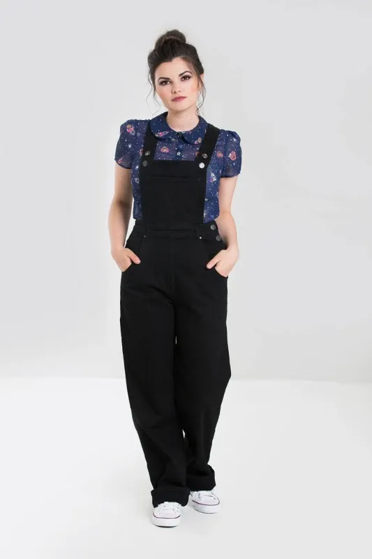Elly May Denim Dungaree Black sold by Hell Bunny