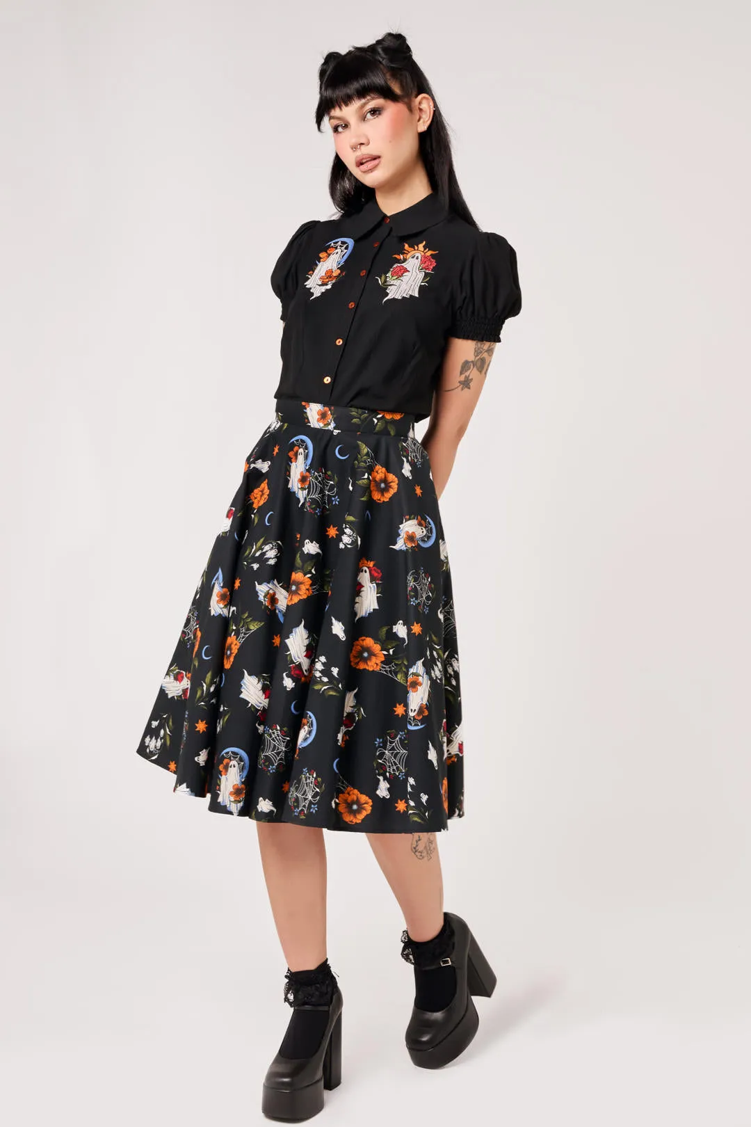 Ghost Flower Skirt sold by Hell Bunny