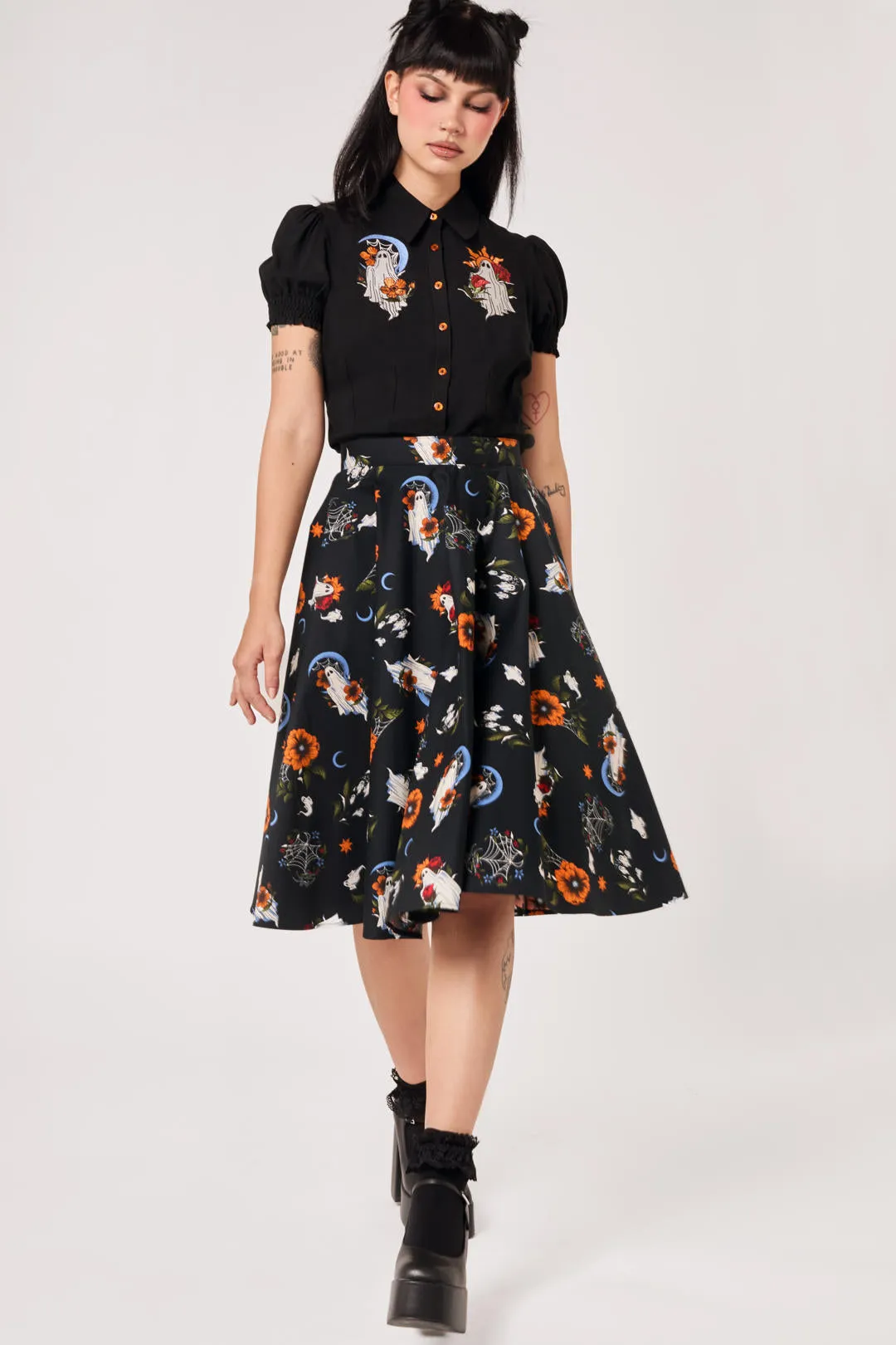Ghost Flower Skirt sold by Hell Bunny product image thumbnail 4