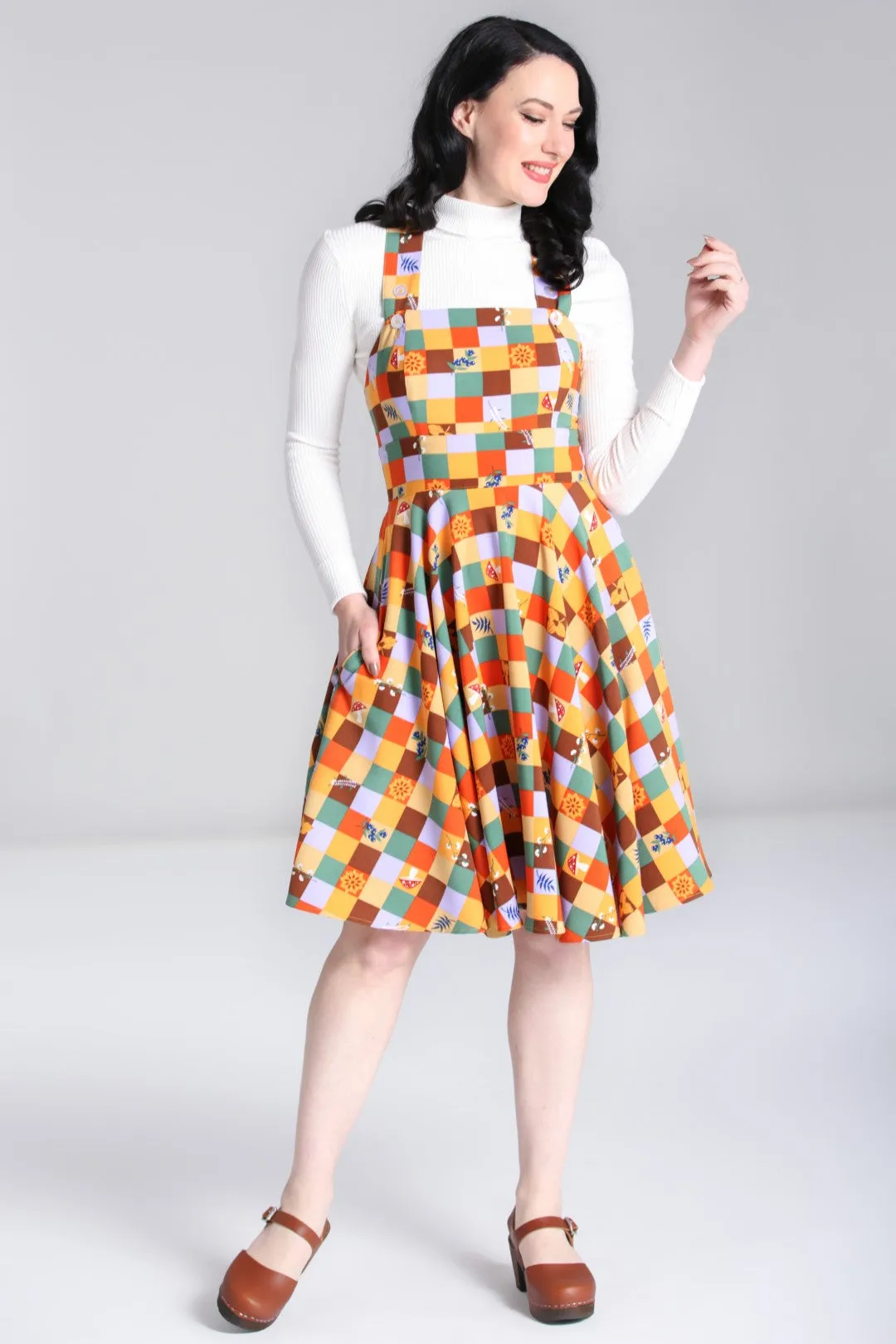 Hawthorn Pinafore Dress sold by Hell Bunny