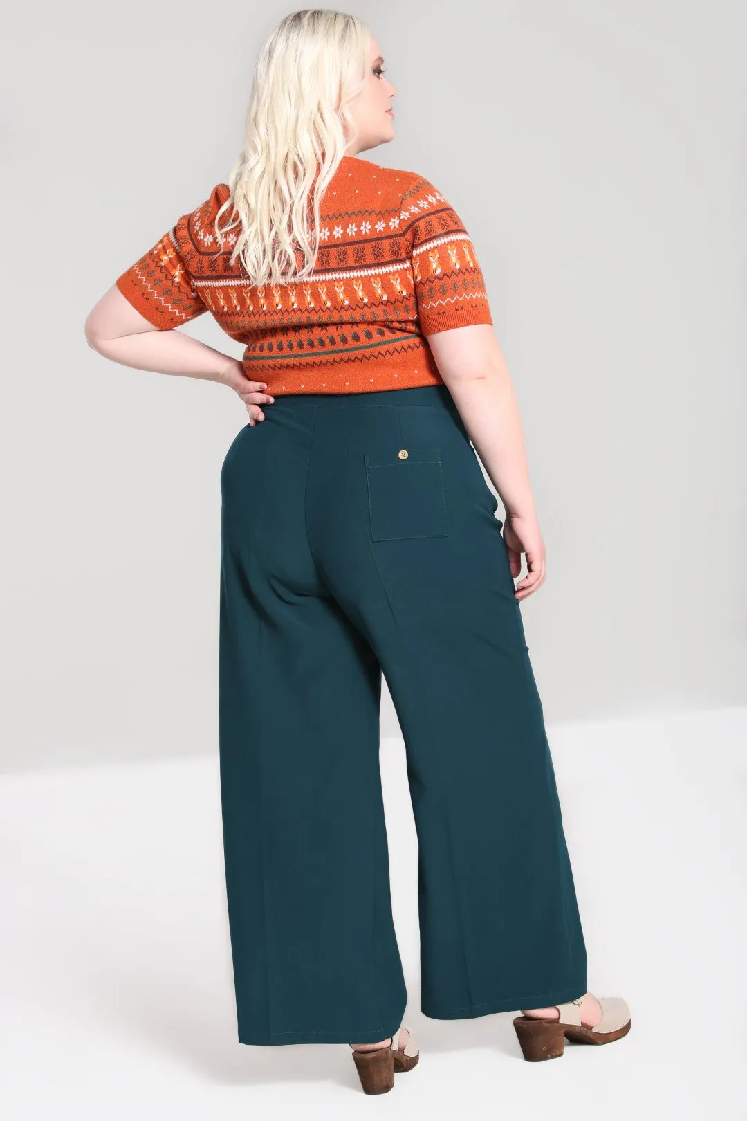 Ginger Swing Trousers Blue sold by Hell Bunny product image thumbnail 4