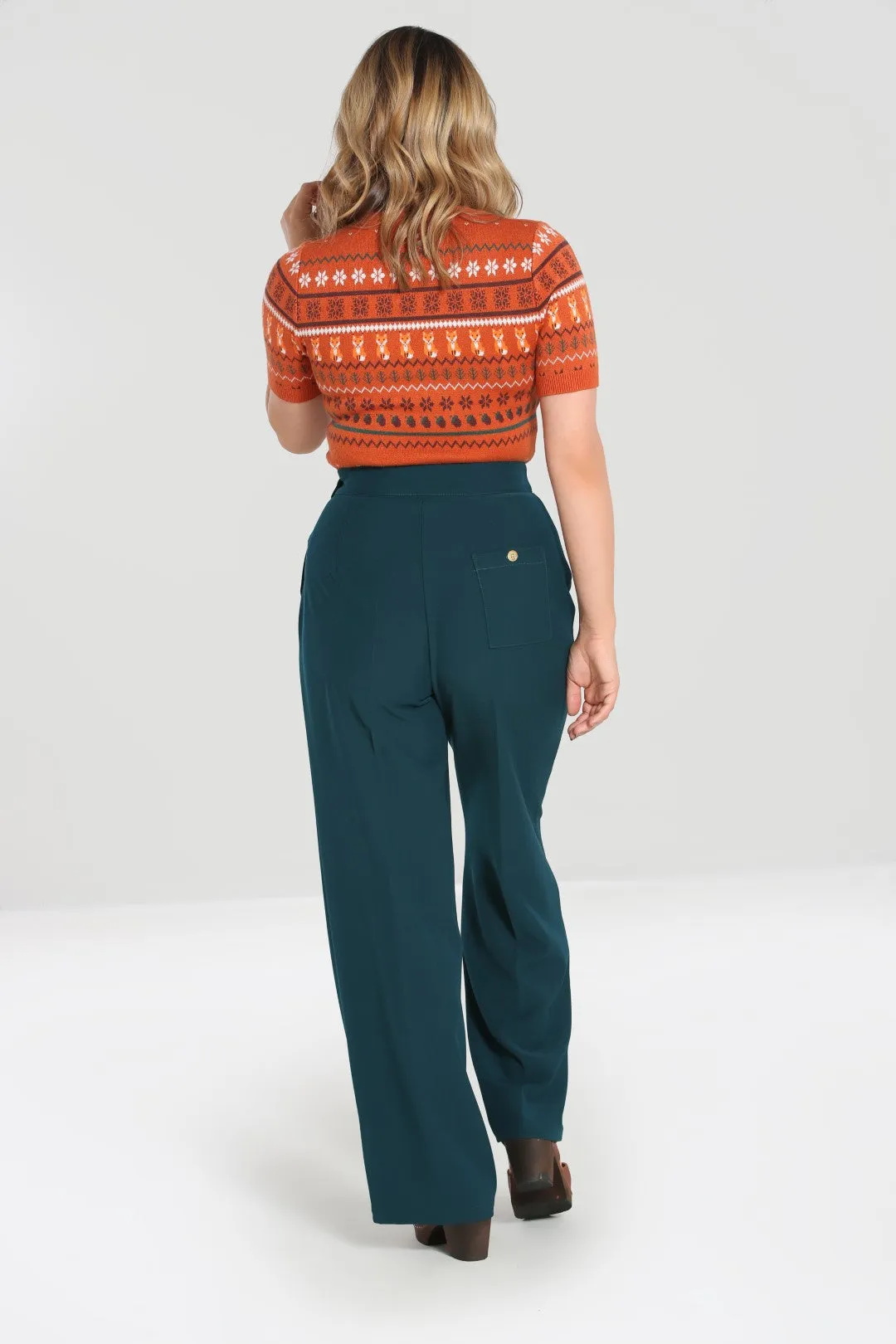 Ginger Swing Trousers Blue sold by Hell Bunny product image thumbnail 2