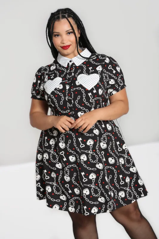 Heart Lock Mini Dress sold by Hell Bunny