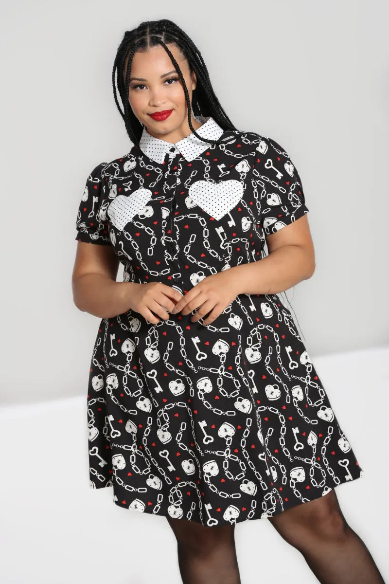 Heart Lock Mini Dress sold by Hell Bunny