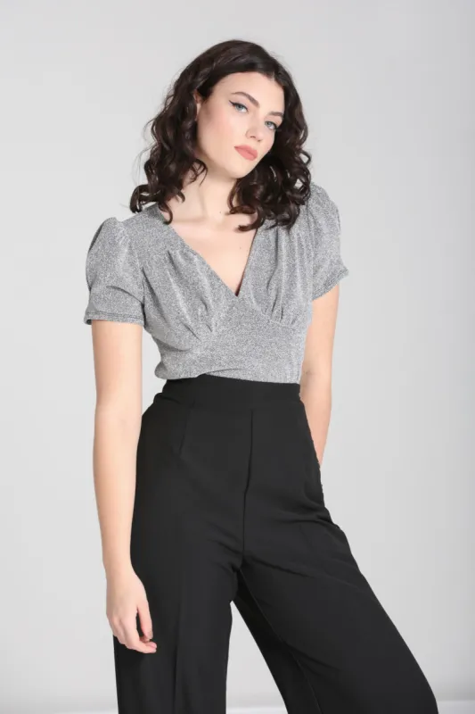 Loco-Motion Top Silver sold by Hell Bunny