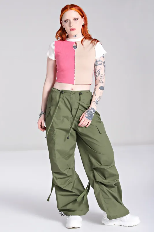 Nickel Trousers Green sold by Hell Bunny
