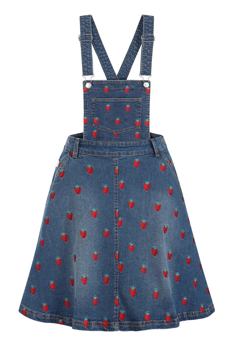 Strawberry Denim Pinafore Dress sold by Hell Bunny product image thumbnail 5