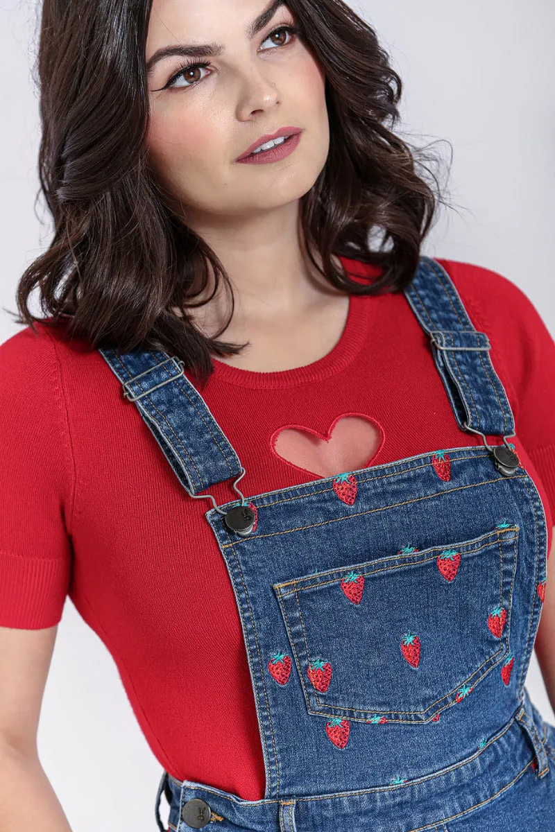 Strawberry Denim Pinafore Dress sold by Hell Bunny product image thumbnail 4