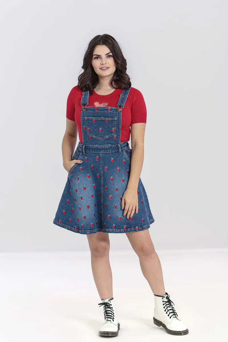 Strawberry Denim Pinafore Dress sold by Hell Bunny product image thumbnail 3