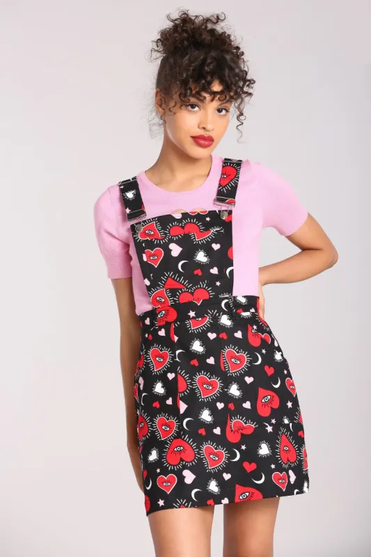 Kate Heart Pinafore Dress sold by Hell Bunny
