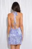 Let's Link Up Satin Mini Dress Blue sold by Hello Molly