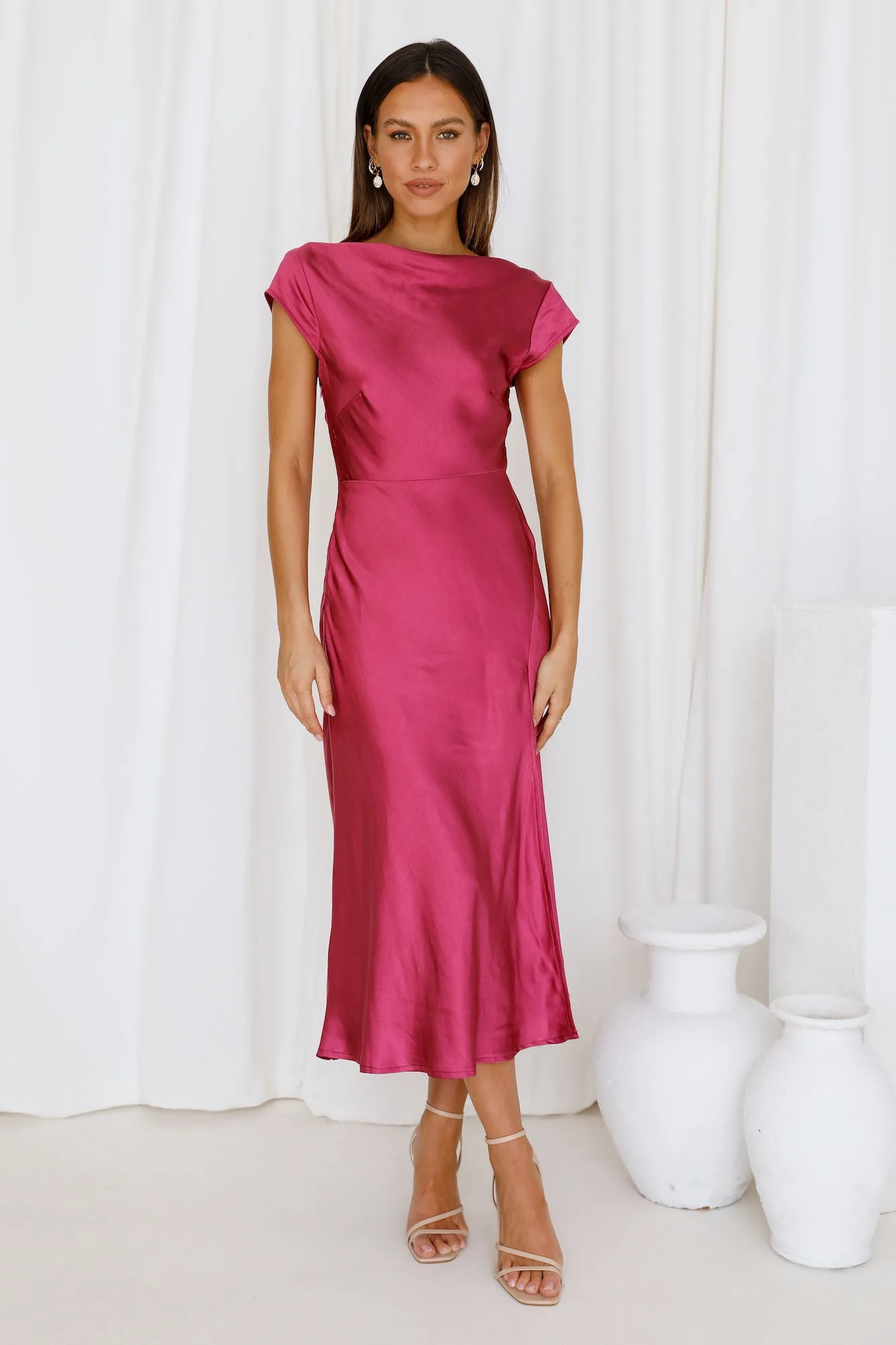 Get In Formation Satin Midi Dress Pink sold by Hello Molly product image thumbnail 2