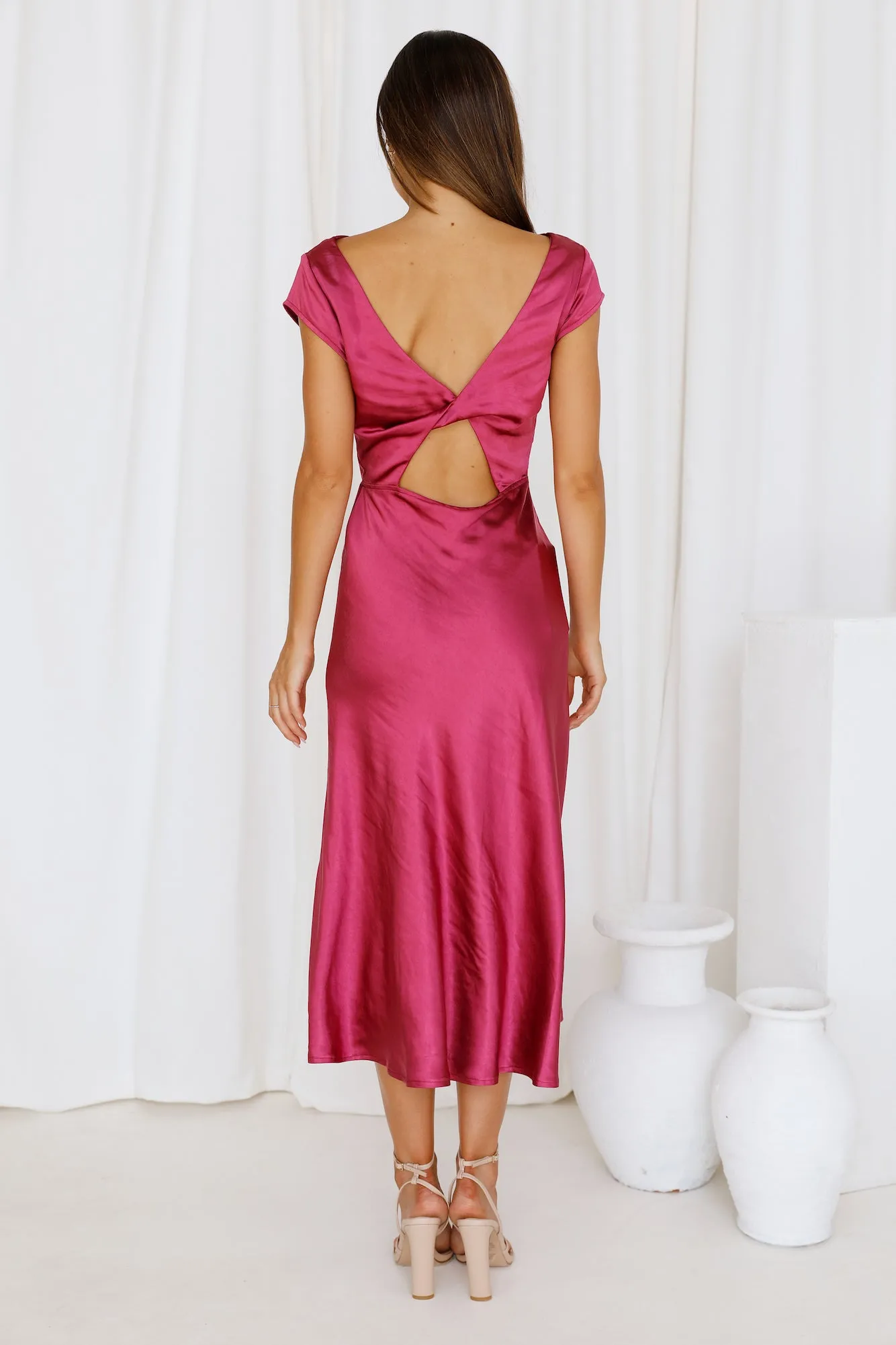 Get In Formation Satin Midi Dress Pink sold by Hello Molly product image thumbnail 4