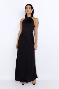 Formal Night Out Satin Maxi Dress Black sold by Hello Molly