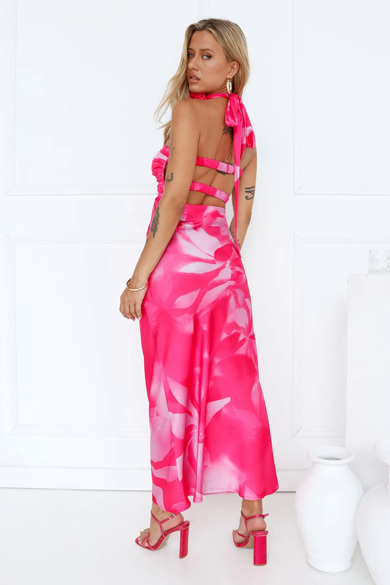 Latest Trend Strapless Satin Maxi Dress Pink sold by Hello Molly product image thumbnail 4