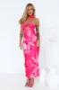 Latest Trend Strapless Satin Maxi Dress Pink sold by Hello Molly