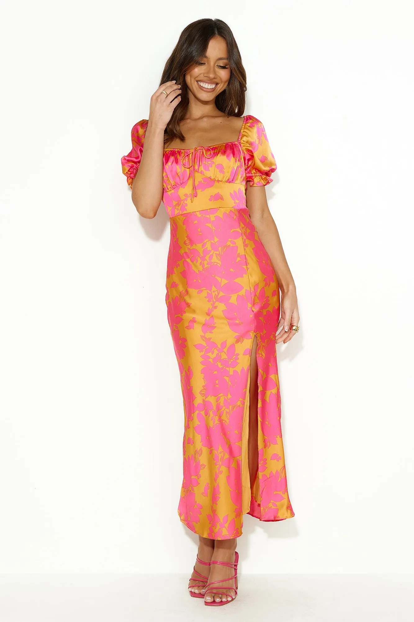 Passion In Friends Satin Maxi Dress Orange sold by Hello Molly product image thumbnail 2