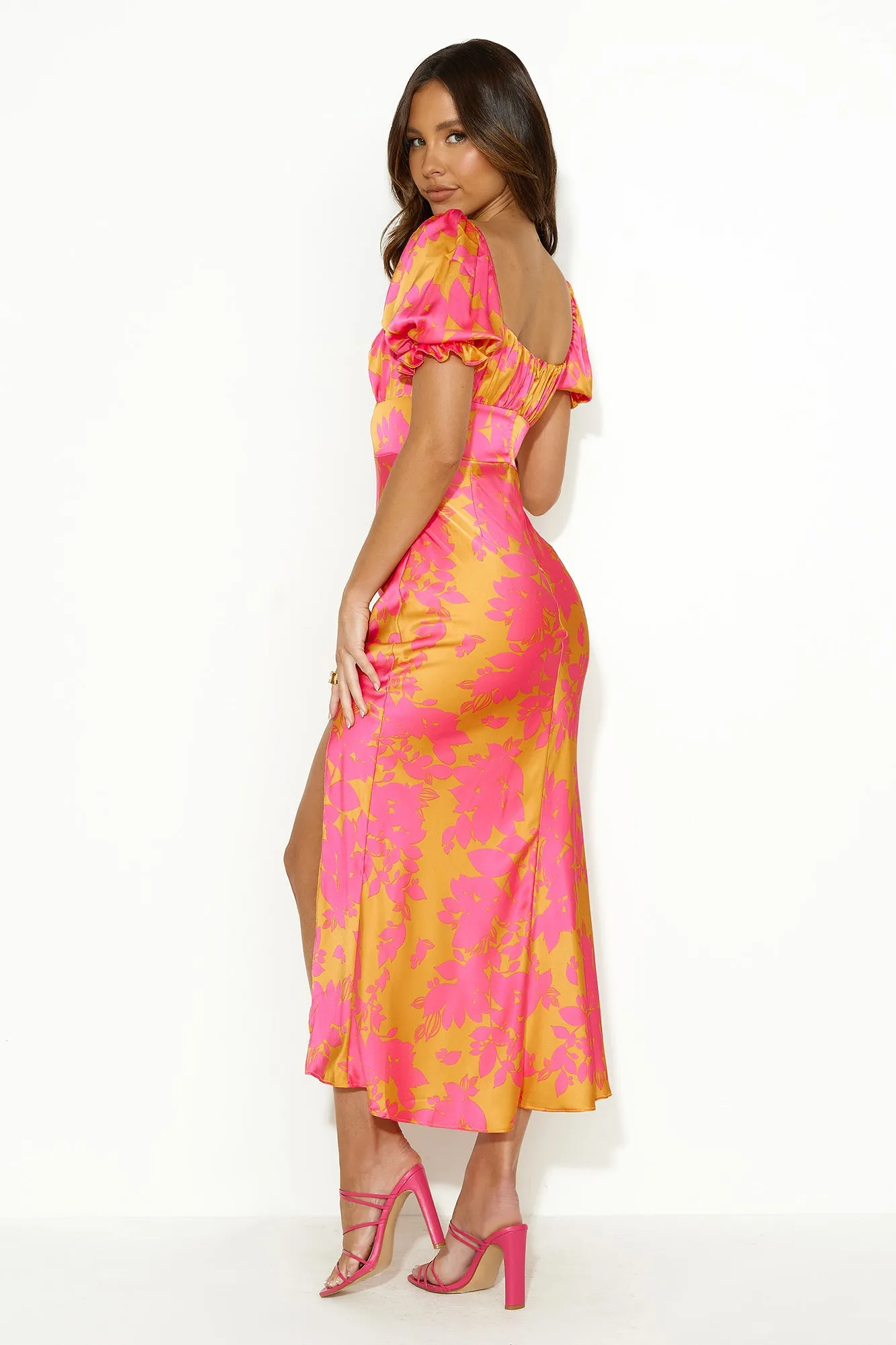 Passion In Friends Satin Maxi Dress Orange sold by Hello Molly product image thumbnail 4