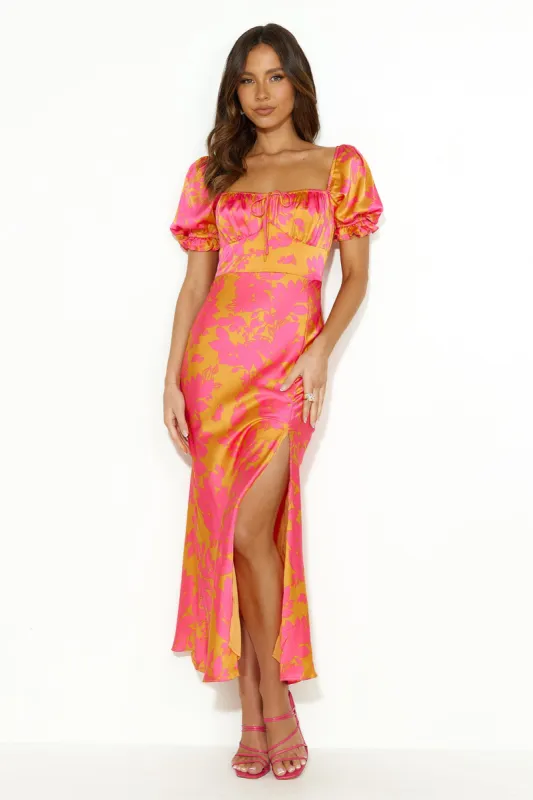 Passion In Friends Satin Maxi Dress Orange sold by Hello Molly
