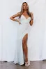 DEAR EMILIA Shimmer Lake Maxi Dress Silver Sequins sold by Hello Molly